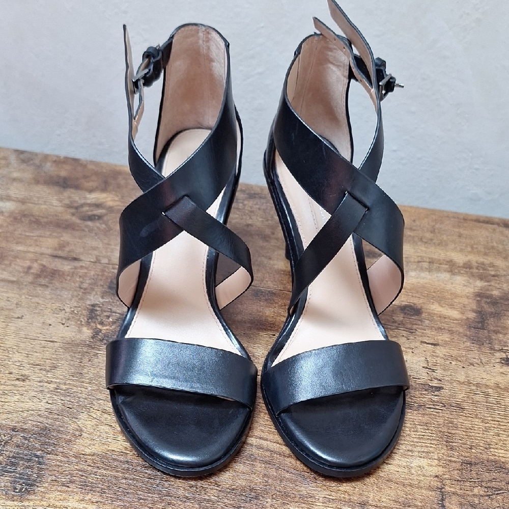 ANTONIO MELANI Black Heels with Crisscross Straps 7M